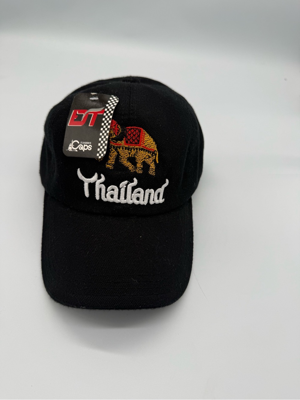 Black Thailand Baseball Cap with Embroidered Elephant